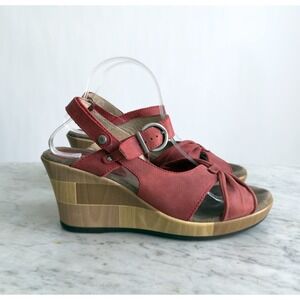 Wolky Fancy Me red leather‎ wedge sandals size 42